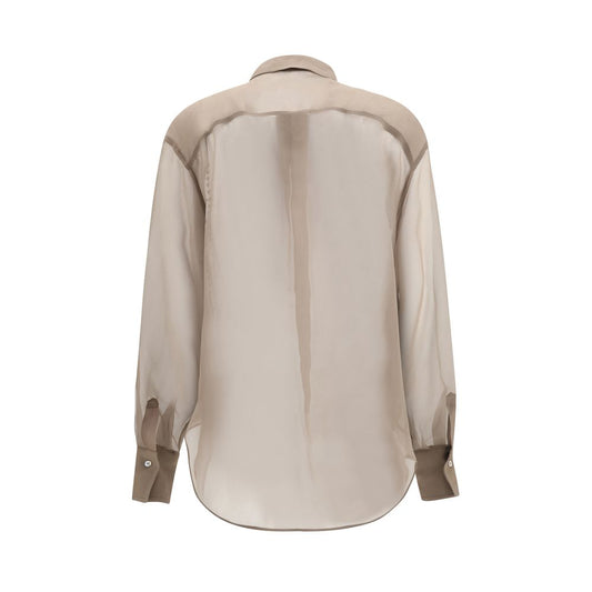 Beige Silk Pattern Shirt