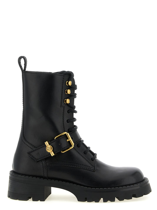 Black Calfskin Lace-Up Boots