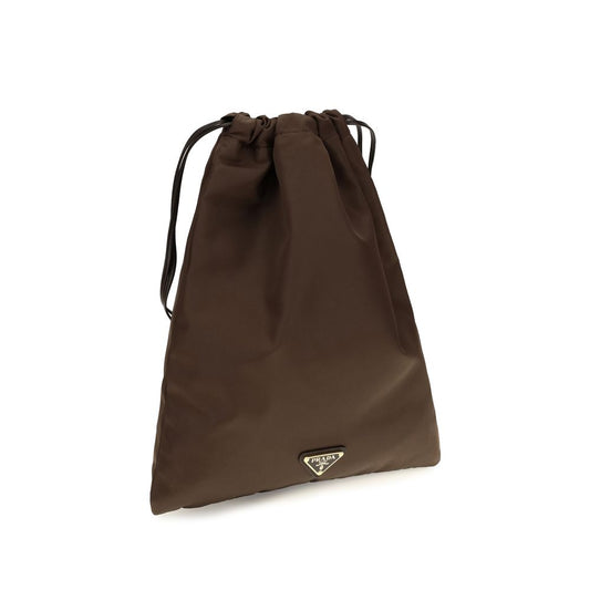 Brown Polyamide Clutch Bag