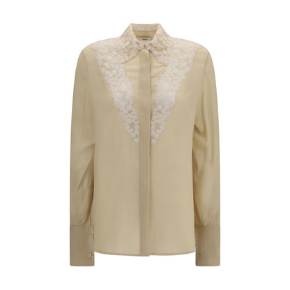 Beige Silk Dress Shirt