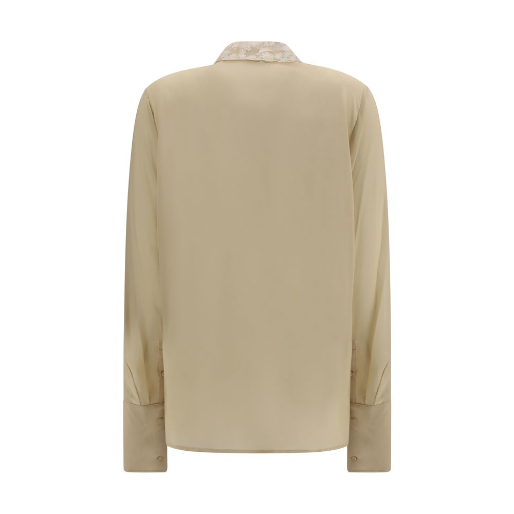 Beige Silk Dress Shirt
