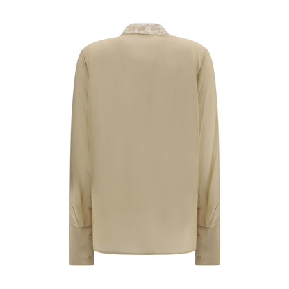 Beige Silk Dress Shirt