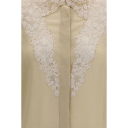 Beige Silk Dress Shirt