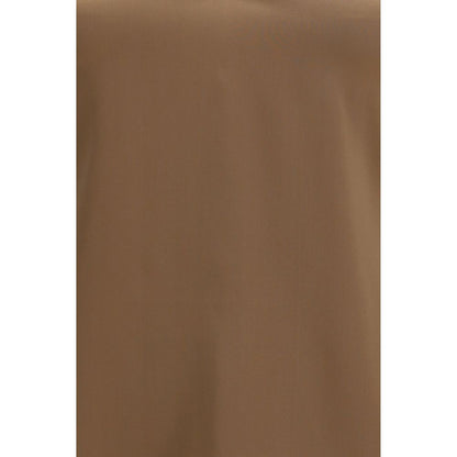 Brown Silk Sleeveles T-Shirt