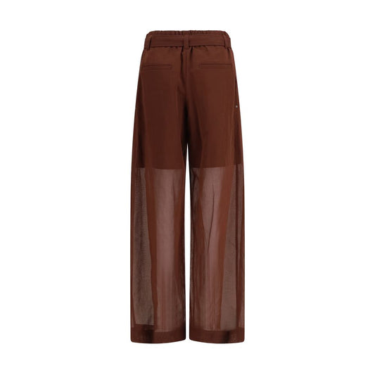 Brown Cotton Casual Pants