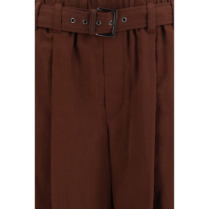 Brown Cotton Casual Pants