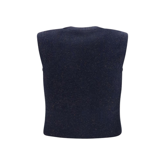 Blue Cashmere Sleeveles Sweater