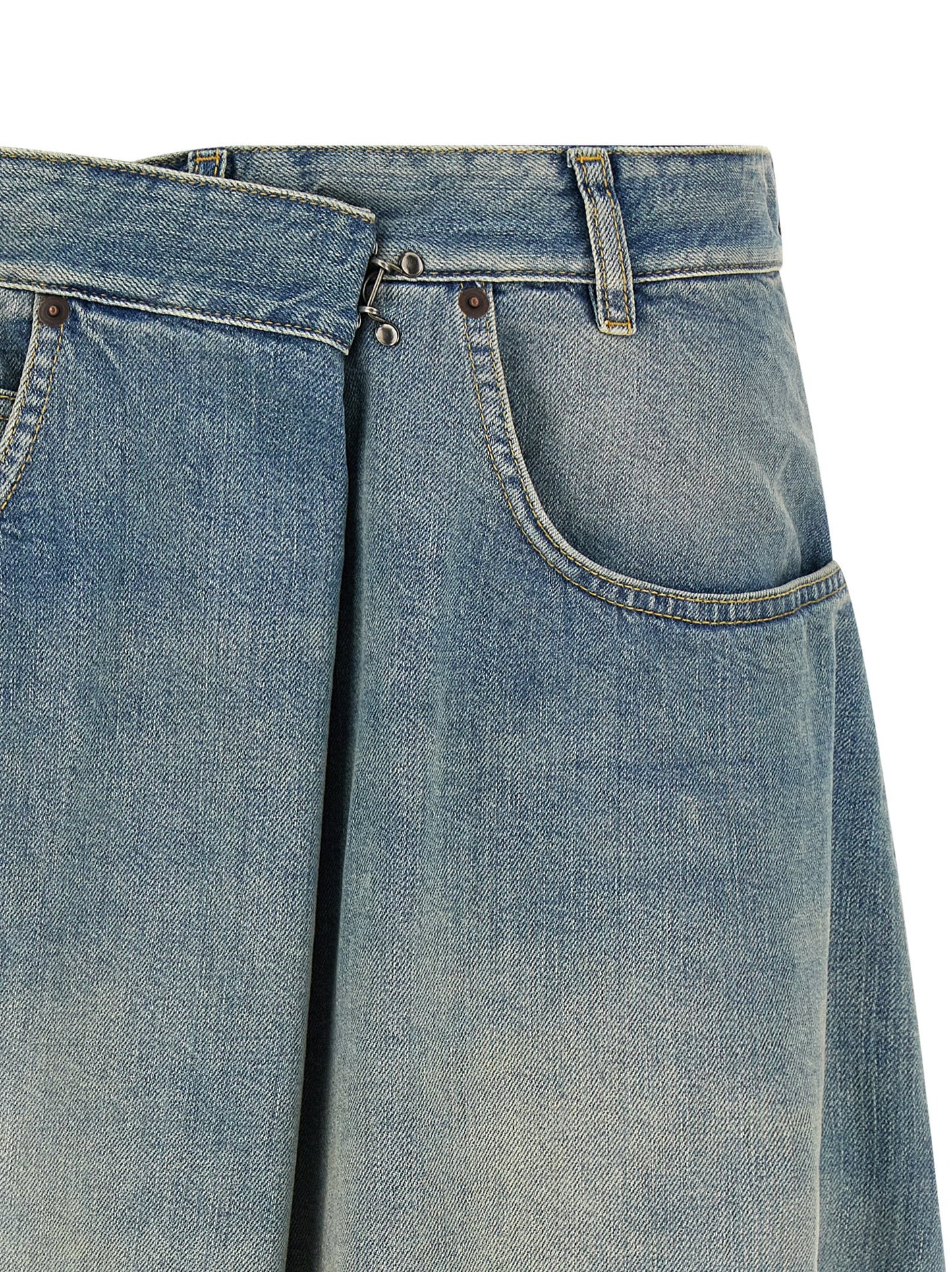 Blue Cotton Midi Skirt