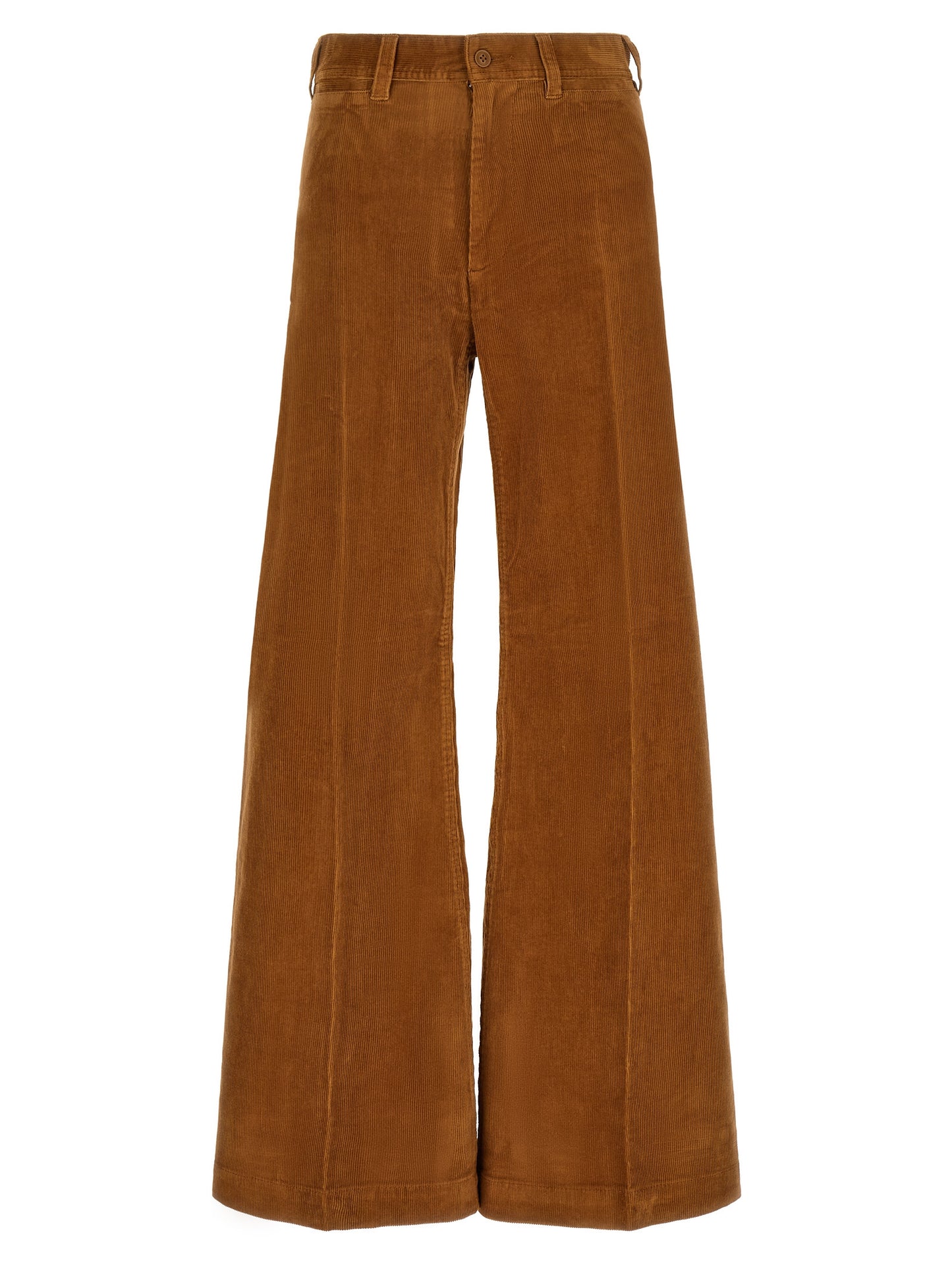 Brown Cotton Flared Pants