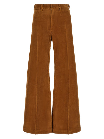 Brown Cotton Flared Pants