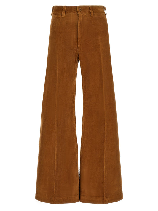 Brown Cotton Flared Pants