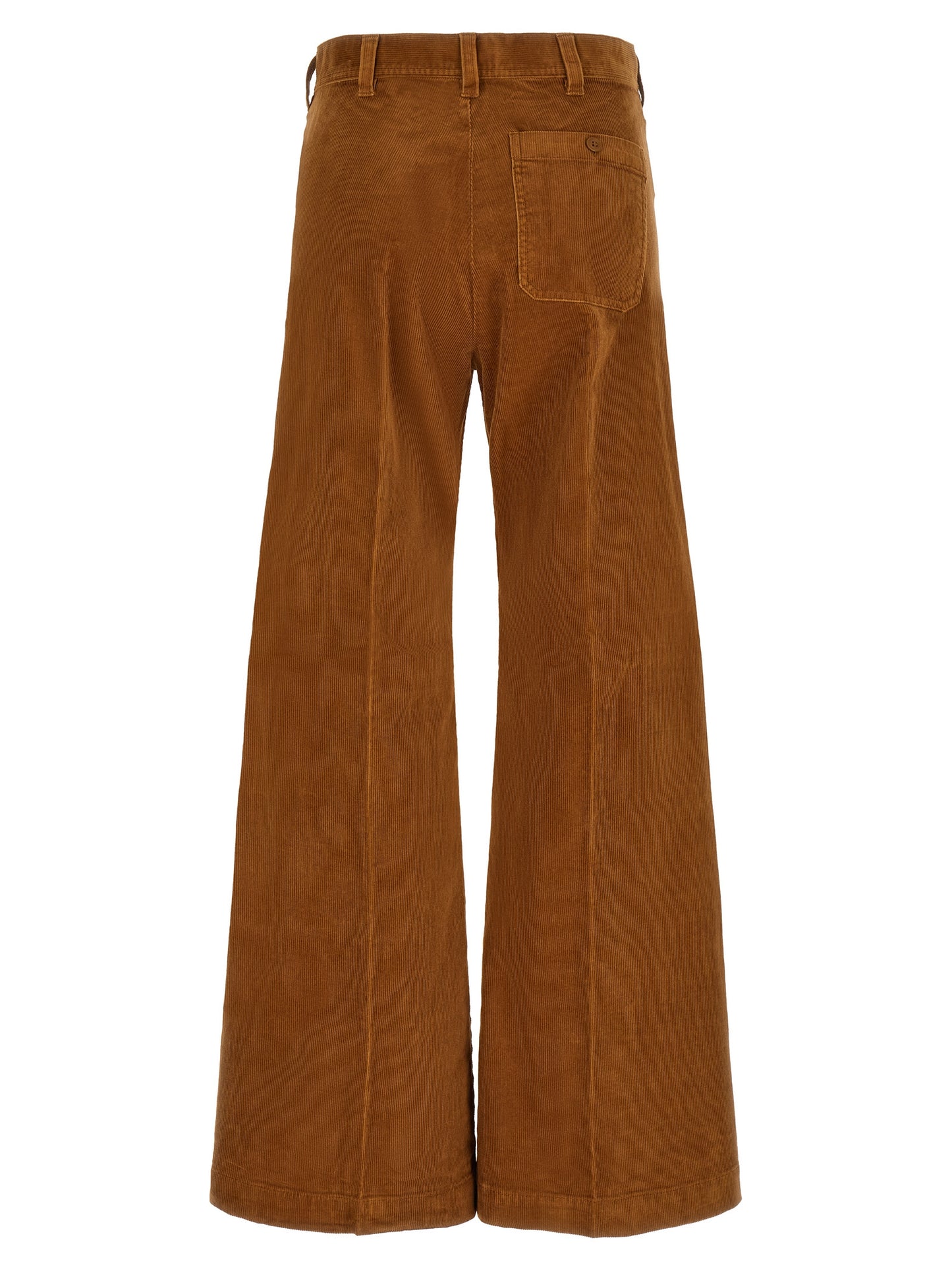 Brown Cotton Flared Pants