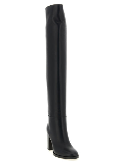 Black Calfskin Over The Knee