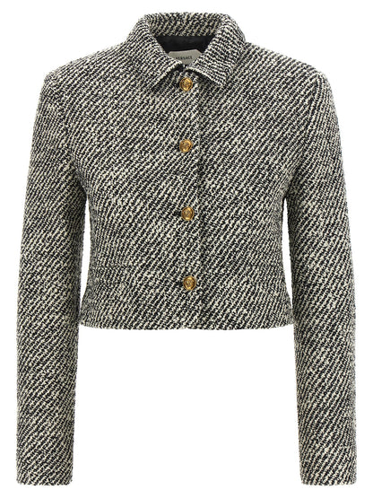 Bicolor Virgin Wool Full-Length Jacket