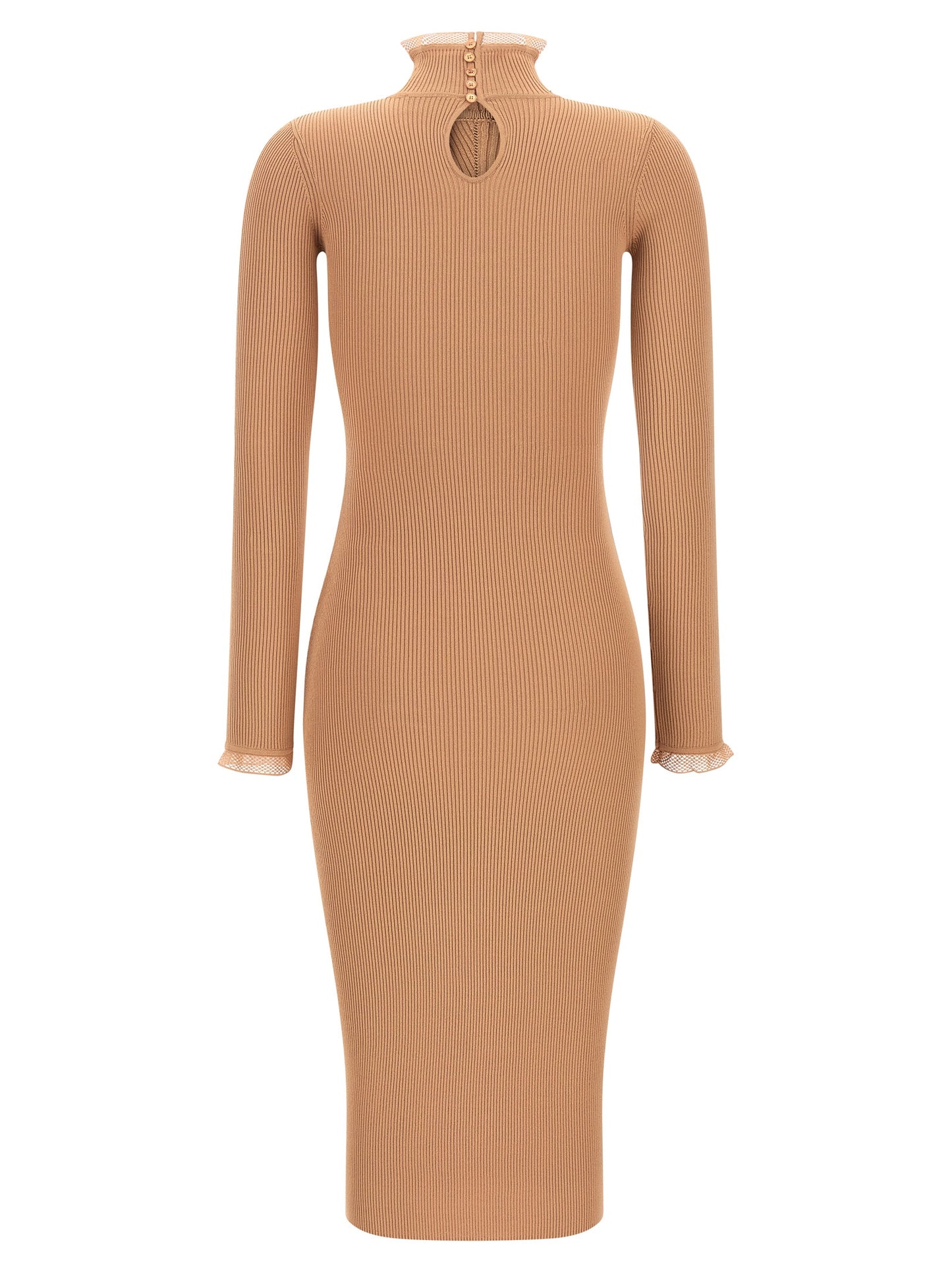 Beige Viscose Midi Dress
