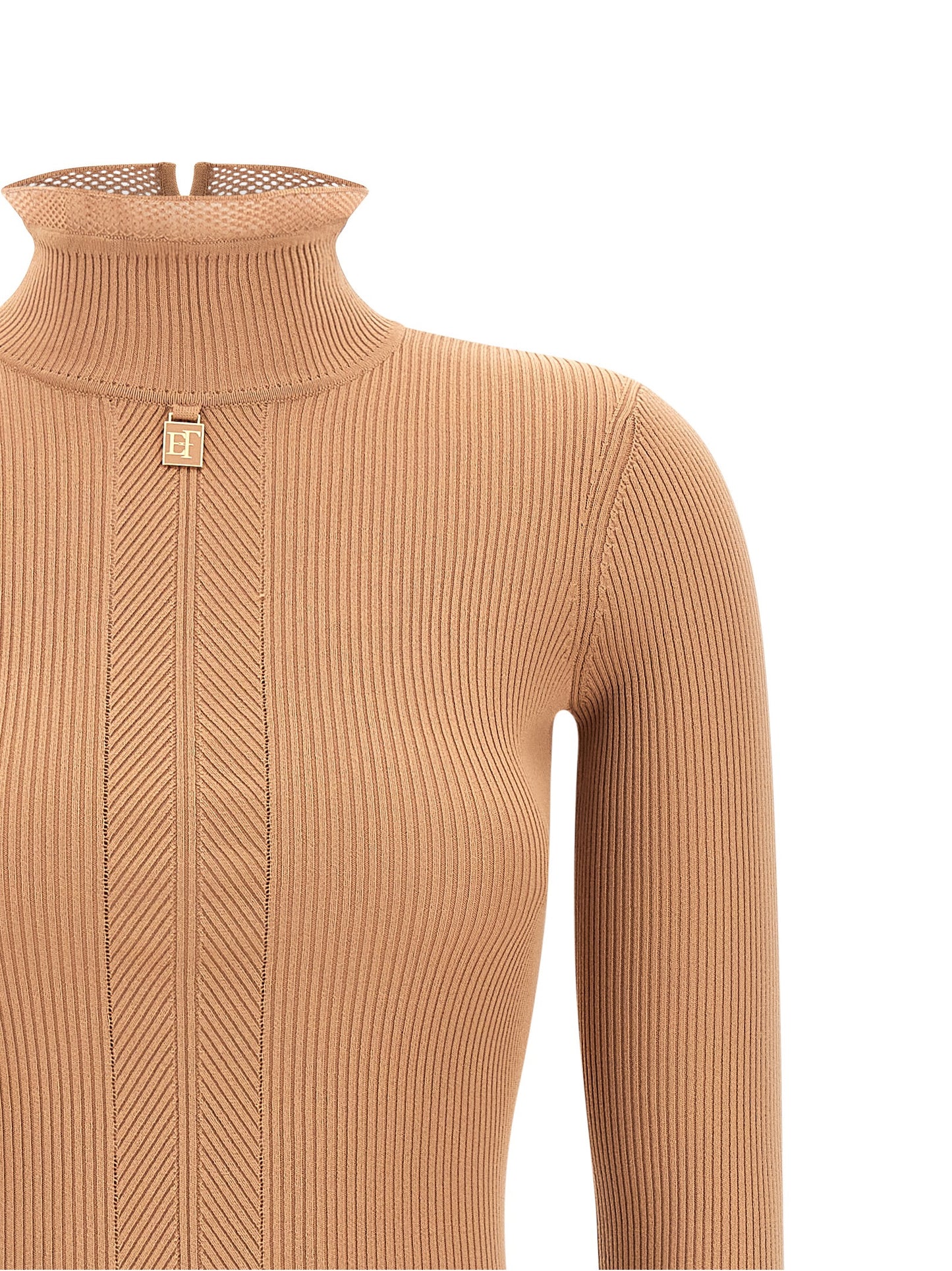 Beige Viscose Midi Dress