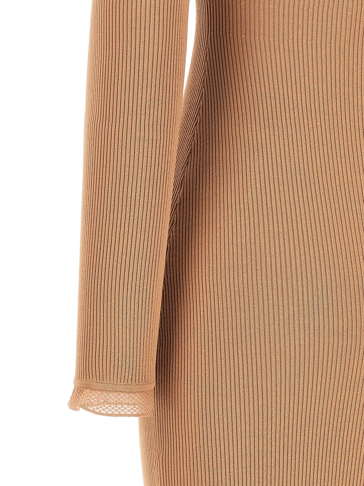 Beige Viscose Midi Dress