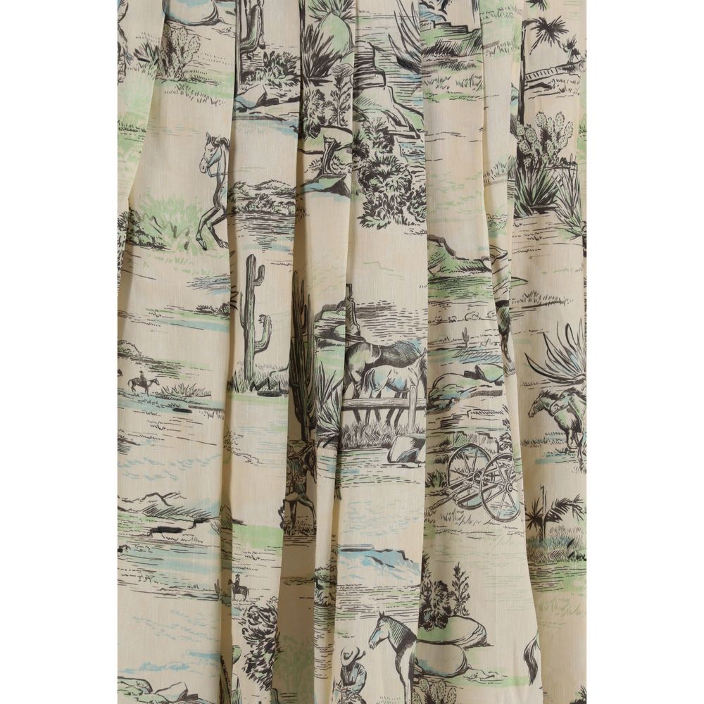 Beige Linen Midi Skirt