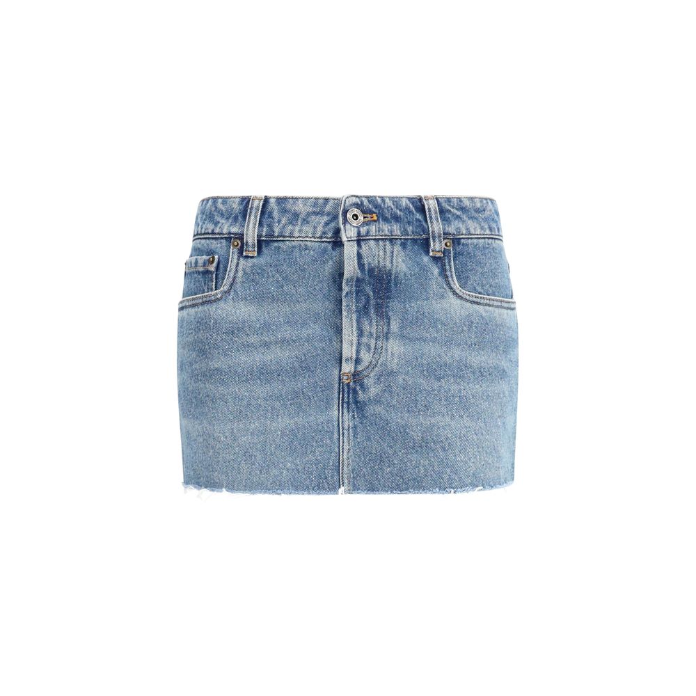 Blue Cotton Mini Skirt