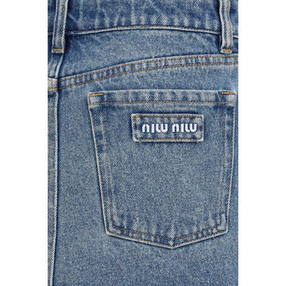 Blue Cotton Mini Skirt