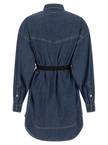 Blue Cotton Short Dress