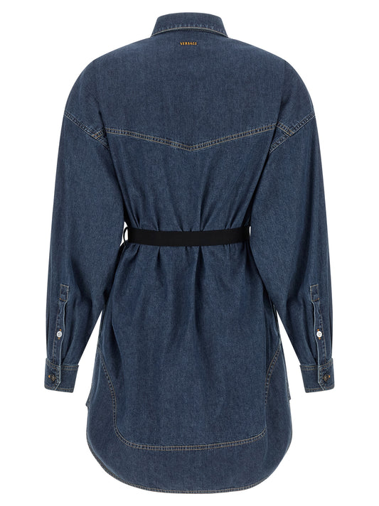 Blue Cotton Short Dress