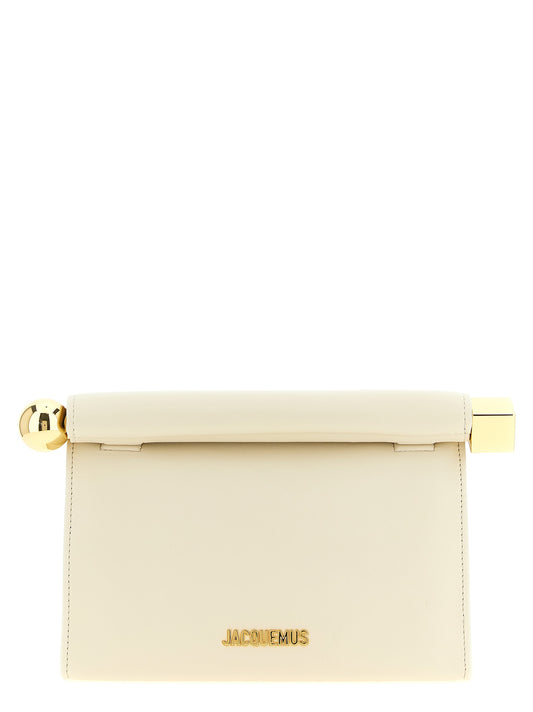 White Lamb Leather Clutch Bag
