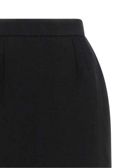 Black Virgin Wool Long Skirt