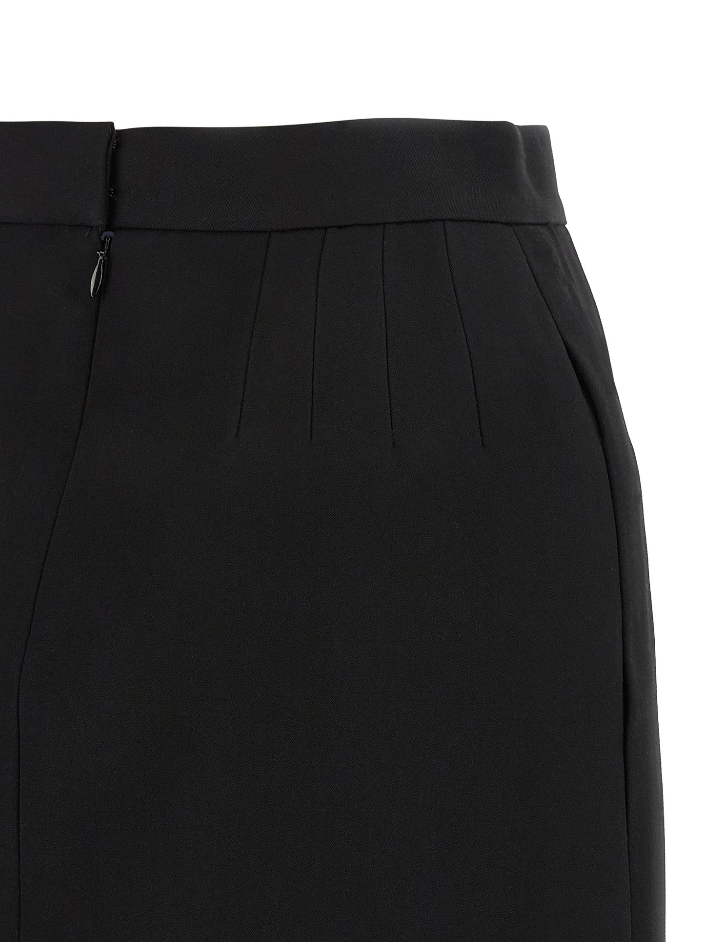 Black Virgin Wool Long Skirt