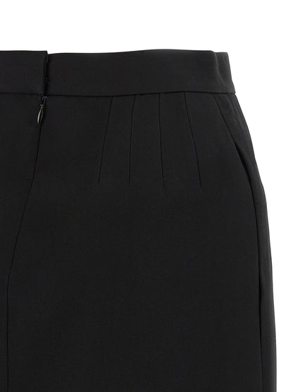Black Virgin Wool Long Skirt