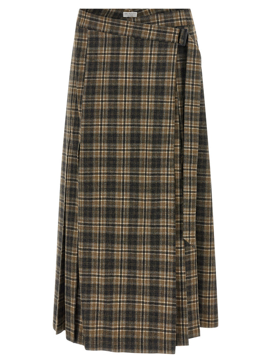 Brown Virgin Wool Mini Skirt