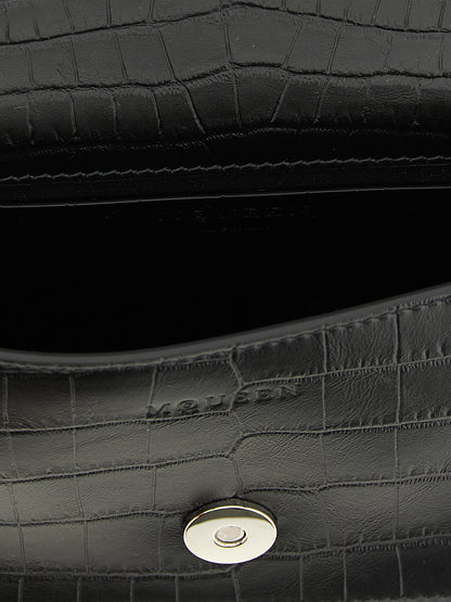 Black Calfskin Shoulder Bag