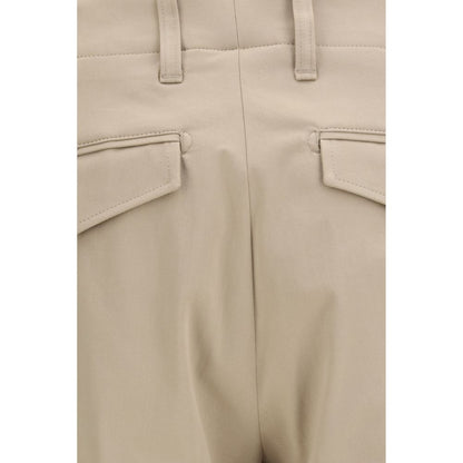 Beige Cotton Casual Pants