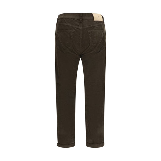 Brown Cotton Casual Pants
