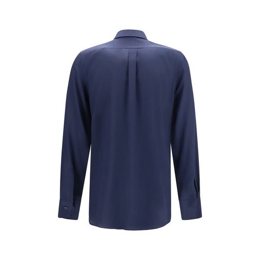 Blue Silk Dress Shirt