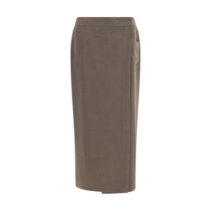 Brown Silk Long Skirt
