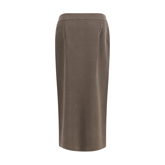 Brown Silk Long Skirt