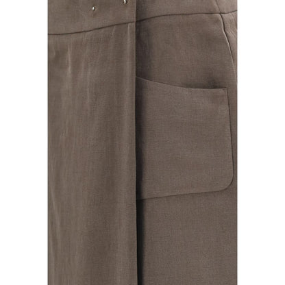 Brown Silk Long Skirt