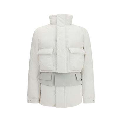 White Polyester Full-Length Jacket