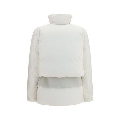 White Polyester Full-Length Jacket