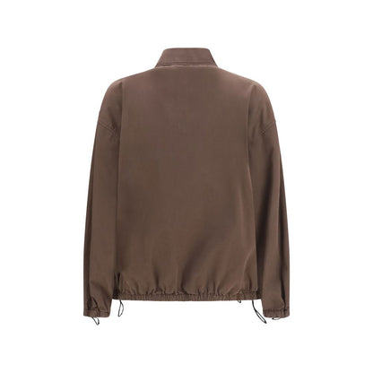 Brown Cotton Full-Length Jacket