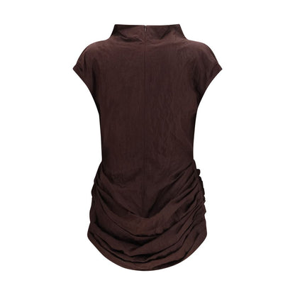 Brown Cotton Casual Dress