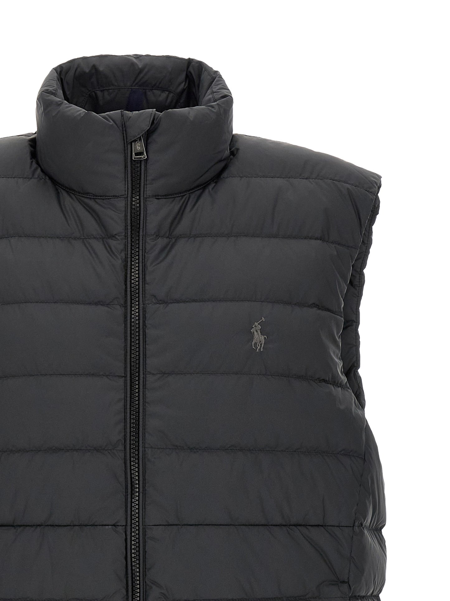 Black Polyester Sleeveless Jacket