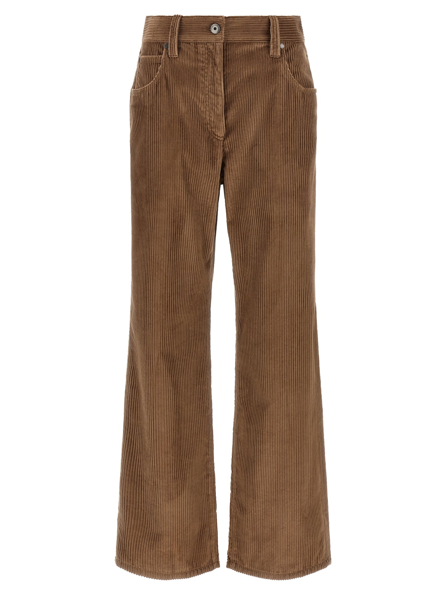 Brown Cotton Casual Pants