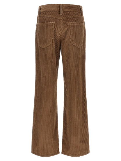 Brown Cotton Casual Pants