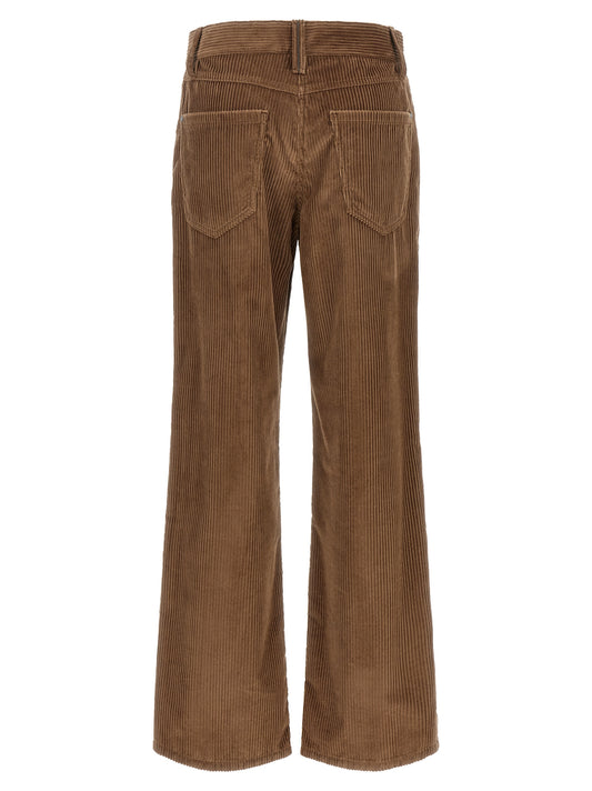 Brown Cotton Casual Pants