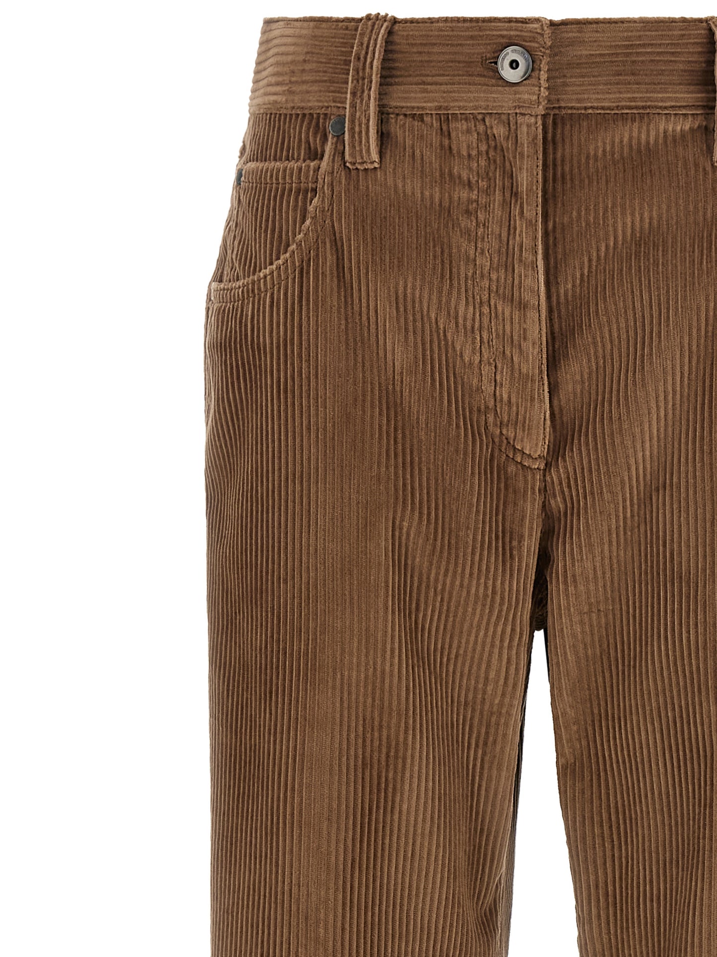 Brown Cotton Casual Pants