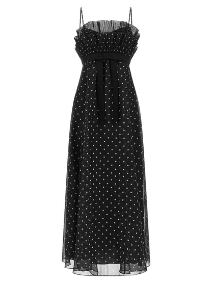 Black Polyester Midi Dress