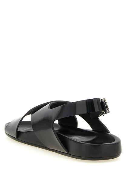 Black Calfskin Flat Sandals