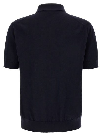 Blue Virgin Wool Polo Shirt